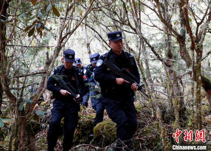 山南邊境管理支隊玉麥邊境派出所民警在邊境原始森林里開展邊境巡邏?！∴嶇?攝