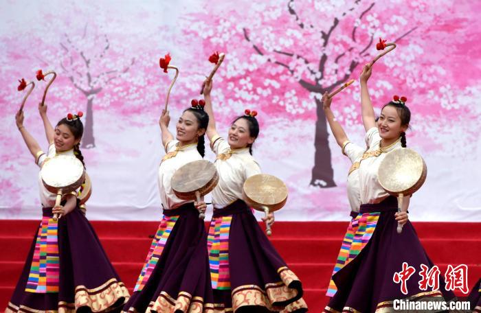 3月28日，西藏林芝第二十屆桃花旅游文化節(jié)開幕式上的文藝表演?！±盍?攝